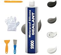 All-Purpose Structural Sealant 9900, Waterproof Adhesive with 5-Piece Tool Kit (Scrapers & Gloves), Strong Bonding Sealer for Roof Bathroom Tile Repair (Gray)