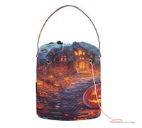 All Saints' Day Happy Halloween Candy Crochet Yarn Bag Bolsas de ganchillo con agujeros Bolsa de hilo para viajes Crochet Organizador de ganchillo