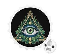 All Seeing Eye Illuminati - Abridor de botellas magnético 2 en 1 con diseño de ojo masónico masónico de 7.6 cm, imanes de nevera, abrebotellas de cerveza y refrescos