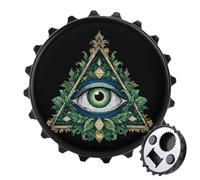 All Seeing Eye Illuminati - Abridor de botellas magnético 2 en 1 con diseño de ojo masónico masónico de 7.6 cm, imanes de nevera, abrebotellas de cerveza y refrescos