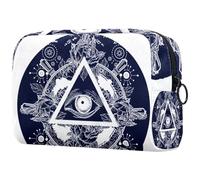 All Seeing Eye on Pyramid - Bolsa de cosméticos para mujer, neceser de viaje, bolsa organizadora de maquillaje grande con cremallera, multicolor, 18.5x7.5x13cm/7.3x3x5.1in, Neceser