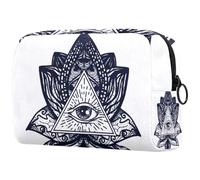 All Seeing Eye Triangle in Lotus - Neceser para mujer, neceser de viaje, bolsa organizadora de maquillaje grande con cremallera, multicolor, 18.5x7.5x13cm/7.3x3x5.1in, Neceser