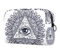 All Seeing Eye Triangle Mandala - Neceser para mujer, neceser de viaje, bolsa organizadora de maquillaje grande con cremallera, multicolor, 18.5x7.5x13cm/7.3x3x5.1in, Neceser
