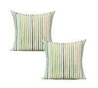 All Smiles Juego de 2 Fundas de cojín Decorativas de Primavera para Exteriores, 18 x 18 Pulgadas, Color Verde, decoración de Porche para Patio, Banco, jardín, Muebles, sofá, líneas Verdes Salvia,