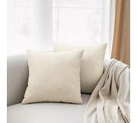 All Smiles Lino Beige Exterior Fundas de Cojín Y de Almohada Decorativas para Sofá para Hogar Sala de Estar 45x45CM,2PC para Porche de Patio