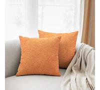 All Smiles Naranja Exterior Fundas de Cojín y de Almohada Decorativas de Otoño para Exteriores para Hogar Muebles de Patio Cuadrado de Otoño Amarillo sólido para Porche Cama Sofá 2PC,45x45CM