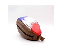 ALL SPORT VINTAGE - Neceser de baño con balón de Rugby - Marrón Vintage y Bandera Francesa - Cuero de Vacuno - Cosido Mano - Marca Francesa.