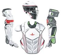 All-Star MVP-Pro CKCC-5-WH_BK_SC - Kit de captura de edición limitada, protector de pecho, protectores de piernas para adultos, tallas S-M-L, certificado NOCSAE (pequeño)