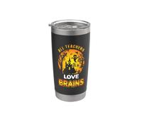 All Teachers Love Brains Funny Halloween Teacher Costume Vaso térmico de acero inoxidable de doble pared