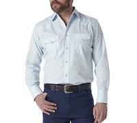 Wrangler Sport Western Two Pocket Long Sleeve Snap Shirt Camisa, Azul, M para Hombre