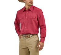 Wrangler Sport Western Two Pocket Long Sleeve Snap Button Down Shirts Camisa, Vino, S para Hombre