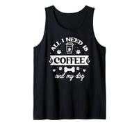 All That I Need is Coffee and My Dog Cup Paw Print Dog Mom Camiseta sin Mangas