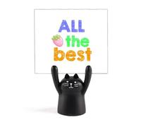 All The Best Warm Heart Text Lithe Memo Holder Cartoon Black Cat Stand Decoración