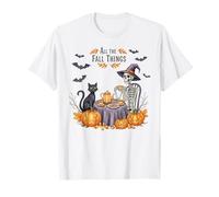 All The Fall Things - Esqueleto de Bruja con diseño de Gato y Calabaza Camiseta