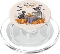 All The Fall Things - Esqueleto de Bruja con diseño de Gato y Calabaza PopSockets PopGrip para MagSafe