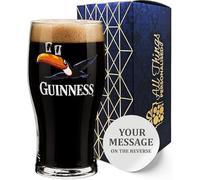 All Things Personalised Guinness Glass, Diseño Tucán, 570 ml - Vaso de Cerveza Personalizado - Mensaje Personalizado - Regalos Fans de Guinness - Grabado Láser, Apto Lavavajillas, con Caja de Regalo