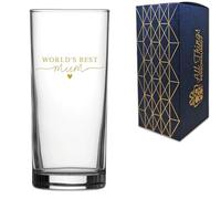 All Things Personalised Novelty World's Best Mum Design - Vaso de cóctel con estampado dorado para bebidas alcohólicas de ron, vodka, cóctel, 360 ml, caja de regalo incluida, regalo para mujeres, mamá