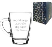 All Things Personalised Taza de Café Personalizada 300ml - Regalos para Amantes Cafe - Taza de Vidrio Personalizada Grabada con Mensaje o Nombre - Grabado Láser, Apto Lavavajillas, con Caja de Regalo