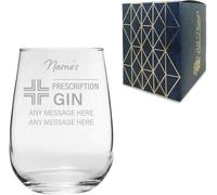 All Things Personalised Vaso Gin Tonic Personalizado 590 ml - Gin Vaso sin Tallo con Diseño Prescription Gin - Personalizado con Nombre, Mensaje - Grabado Láser, Apto Lavavajillas, con Caja de Regalo