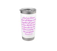 All Things Work Together For Good Romans 8:28 Versículo de la Biblia Vaso térmico de acero inoxidable de doble pared