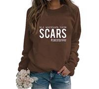 All Warriors Have Scars Sweatshirt Women's Cancer Survivor Long Sleeve Crew Neck Lightweight Loose Pullover