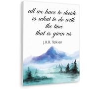 All We Have To Decide Bible Verse Canvas - Motivational Quote Wall Art for Christian Living, Uplifting Scripture Print for Office, Study, Prayer Room (Framed,16x24inch(40x60cm))