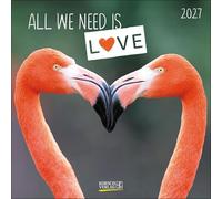 All we need is LOVE 2027: Broschürenkalender mit Ferienterminen. Niedliche Tiere. 30 x 30 cm - Wandkalender