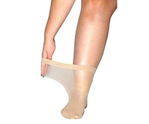 All Woman Tobilleras superanchas de talla grande con parte superior suave, un par en transparente de 20 denier, natural, talla única