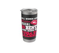 All Women Are Born In 1963 63 Years Old Funny 63rd Birthday Vaso térmico de acero inoxidable de doble pared