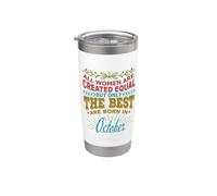 All Women Are Born In October Birthday Women Girl Vaso térmico de acero inoxidable de doble pared