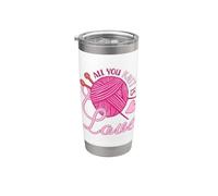 All You Knit Is Love - Juego de notas para tejer Vaso térmico de acero inoxidable de doble pared