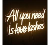 All You Need is Lashes Señal de neón, Letreros de neón de pestañas para decoración letrero Led blanco cálido luces de neón con letras USB para dormitorio salón de belleza salón de uñas Spa Bar fiesta