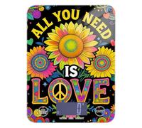 All You Need is Love Flower Power - Báscula digital de cocina impermeable para viajes, 11 libras/0 18 onzas, 5 kg/5 g (Escenario) con 4 unidades para preparación de comidas, preparación de comidas