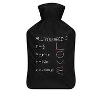 All You Need Is Love Math Formula - Botella de agua de goma con funda de felpa suave, bolsa de agua caliente para invierno, manos y pies, protección contra el frío, 1000 ml