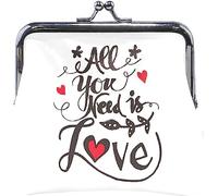 All You Need Is Love - Monedero de Boda Retro con Hebilla de Cierre de Beso, Tarjetero para Mujeres y niñas