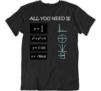 All You Need is Love Slim fit T Shirt Mens Funny Math Shirt Mathematical Equation Humor tee Black S