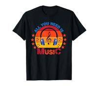 All You Need Is Music Retro Auriculares Clave de Sol Camiseta
