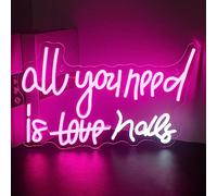 All You Need is Nails Señales de neón, Nail Neon Sign Letrero Led rosa letreros de luz de neón luces de neón con letras USB para dormitorio salón de belleza salón de uña Spa Bar fiesta