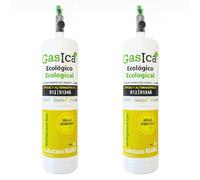 All4Sale - Gas Refrigerante Ecológico Orgánico GASICA D2 PRO Compatible con R134A y R12 - Pack de 2 Envases (Equivalente a 900 g) con Válvula Incluida