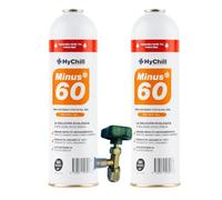 ALL4SALE HyChill Minus 60 Refrigerante Técnico Orgánico - Envase Desechable 995 ml - 350gr Carga Neta - Uso Profesional - para Aplicaciones de climatización y refrigeración (2 ENVASES + Llave)