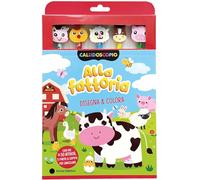 Alla fattoria. Ediz. illustrata. Con 5 gomme per cancellare. Con 5 matite colorate (A pagine aperte)