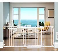 ALLAIBB Puerta de seguridad de metal blanco extra ancha con pasador para escaleras, puertas, cocina y sala de estar 57.5-81.1, Blanco, 71.65-76.38"/182-194cm