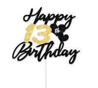 ALLAVA Decoración para tarta de cumpleaños número 13, decoraciones de cumpleaños número 13 con purpurina para tartas, 13 decoraciones para tartas de trece años, regalos de cumpleaños número 13 para