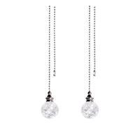 Allayu 2 piezas de tiradores de ventilador de techo de cristal, lámpara de pared, cadena de cordón para tirar de la luz del baño, cadena de cordón de luz plateada de vidrio, mi