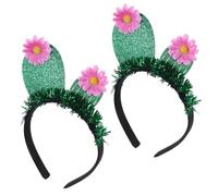 Allayu 2 unids/set lindo traje de Cactus accesorio festivo diademas de Cactus conjunto Garneck diadema de Cactus 2er conjunto ABS peludo conjunto damas