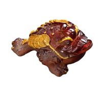 Allayu Accesorio para juego de té, figurita de rana dinero Feng Shui para la buena suerte y la prosperidad, resistente y duradera. Sapo que vierte agua caliente, Rojo