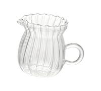 Allayu Cafetera de vidrio elegante con gotero manual, jarra de leche de vidrio con rayas japonesas, para cafés, restaurantes y hogar, jarra de leche con rayas japonesas, Estilo B