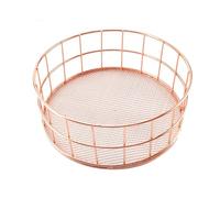 Allayu Caja de almacenamiento hecha de hierro, estilo moderno y revestimiento inoxidable, organización de cosméticos, libros, cesta de almacenamiento de cosméticos de Metal, Oro rosa