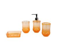 Allayu Dispensador de loción acrílico duradero para baño con soporte para cepillo de dientes, jabonera, para hotel y oficina. 1 jabonera. Viaje negocios, Naranja