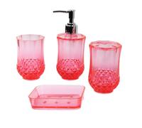 Allayu Dispensador de loción acrílico duradero para baño con soporte para cepillo de dientes, jabonera, para hotel y oficina. 1 jabonera. Viaje negocios, Rojo